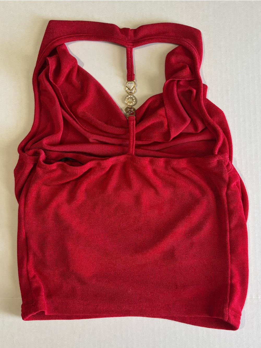 Red Draped Halter Crop Top - Size Small - Picture 5 of 6